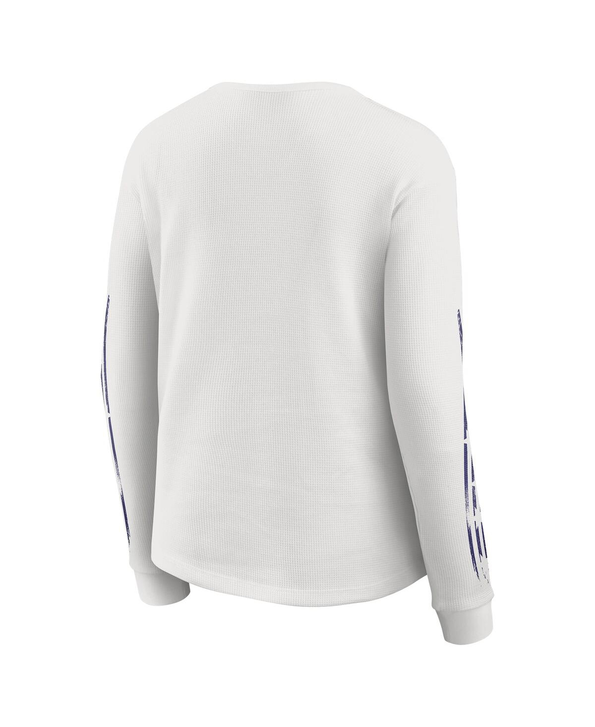 Wear By Erin Andrews Women's White Baltimore Ravens Graphic Waffle Long-sleeve T-shirt In Gray