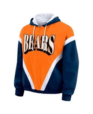 Women's Orange/Navy Chicago Bears Retro Crinkle Full-Zip Hoodie Windbreaker
