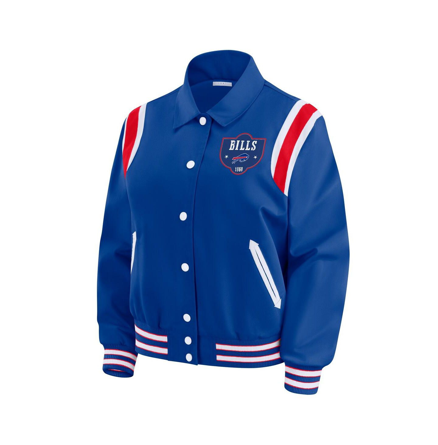 Женская куртка WEAR by Erin Andrews Royal Buffalo Bills Varsity Lightweight Full-Snap — фото 3