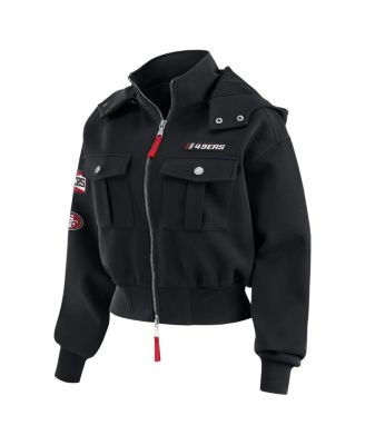 Women's Black San Francisco 49ers Patch Pocket Bomber Jacket