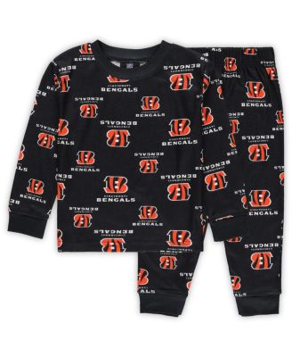 Outerstuff - Toddler Black Cincinnati Bengals All-Over-Print Long Sleeve T-shirt and Pants Sleep Set