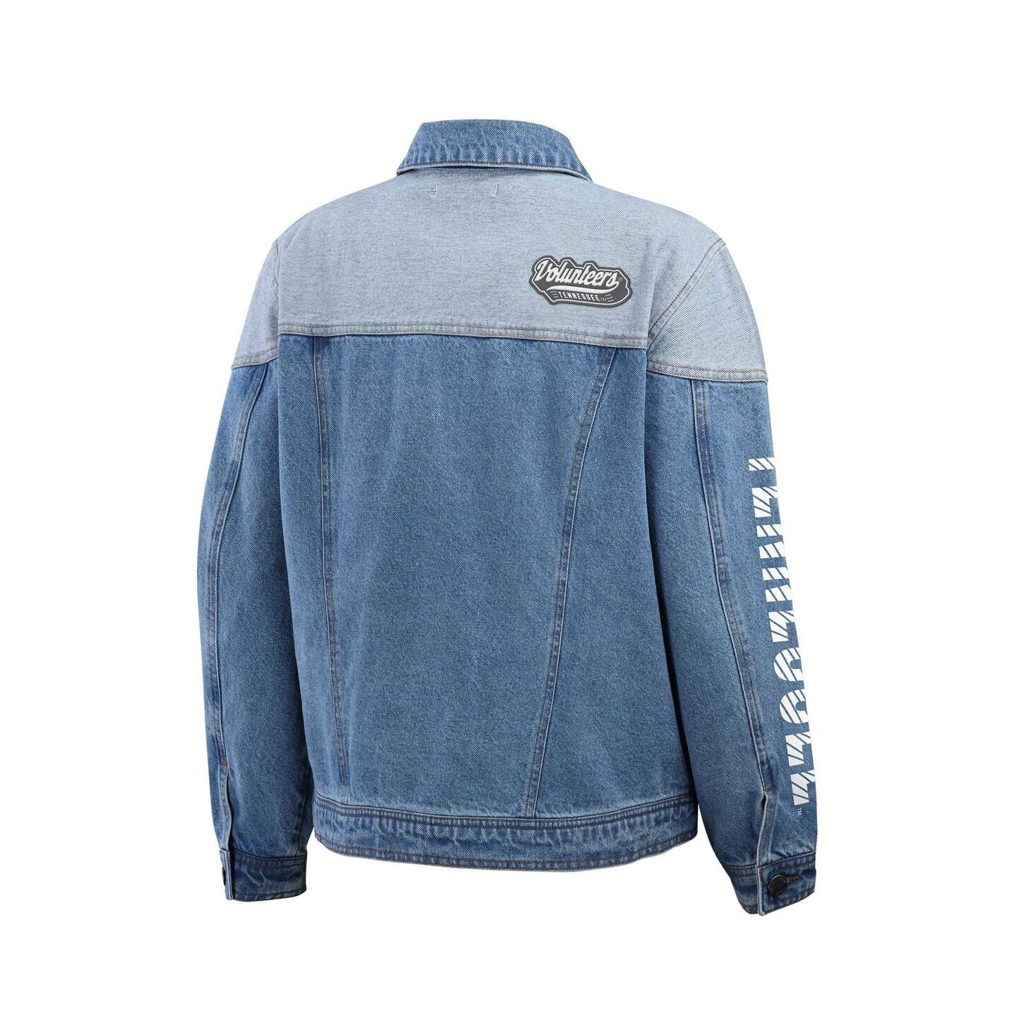 Женская куртка WEAR by Erin Andrews Denim Tennessee Volunteers Sleeve Hit Color Block Button-Down Denim Jacket — фото 2