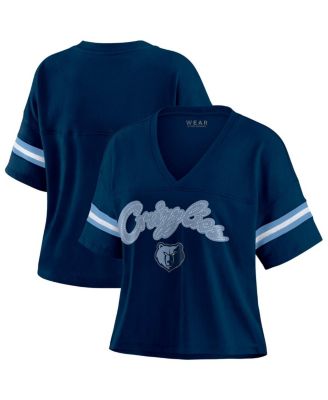 WEAR by Erin Andrews - Women's Navy Memphis Grizzlies Color Block Boxy V-neck T-shirt