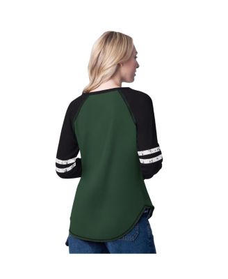 Women's Hunter Green/Cream Milwaukee Bucks Winner Waffle Knit Thermal Long Sleeve Tri-Blend T-Shirt