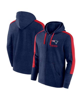 Fanatics - Men's Heather Navy New England Patriots Gains Full-Zip Hoodie