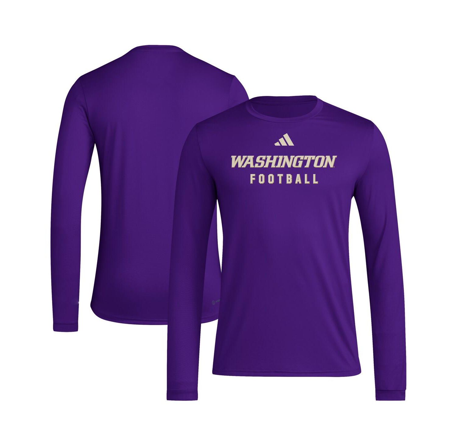 Men's Purple Washington Huskies Locker Practice Football Pre-Game Long Sleeve T-Shirt
