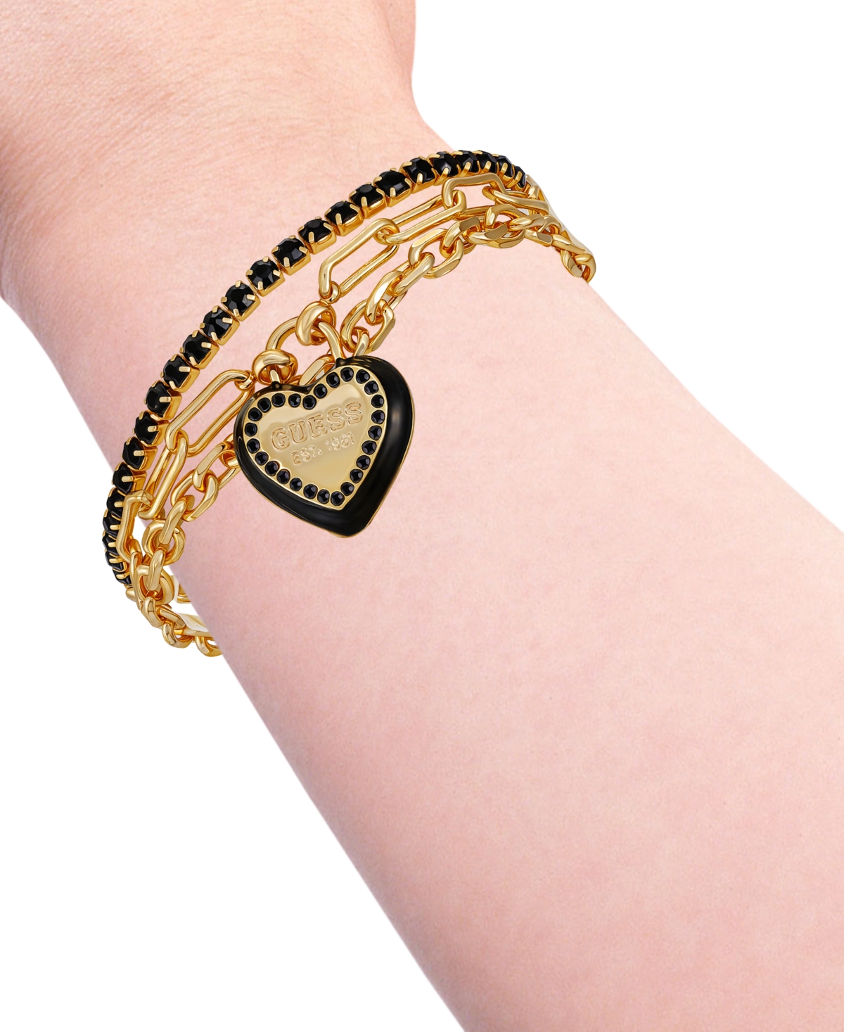 Guess Dainty Daring Multi-strand Bracelet In Gold