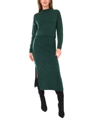 Women's Side Slit Pencil Midi Sweater Skirt