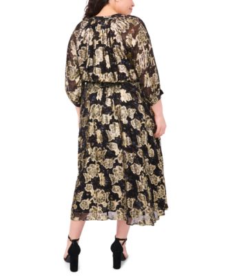 Plus Size Ruched Waist Midi Dress