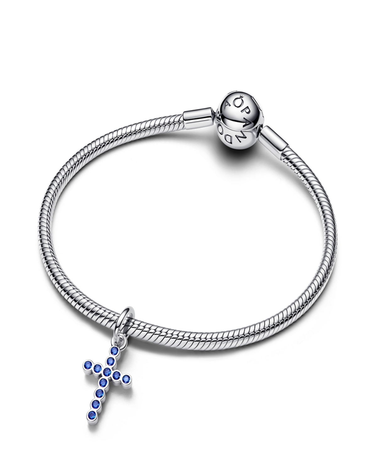 Pandora Stellar Blue Crystal Cross Dangle Charms In Metallic