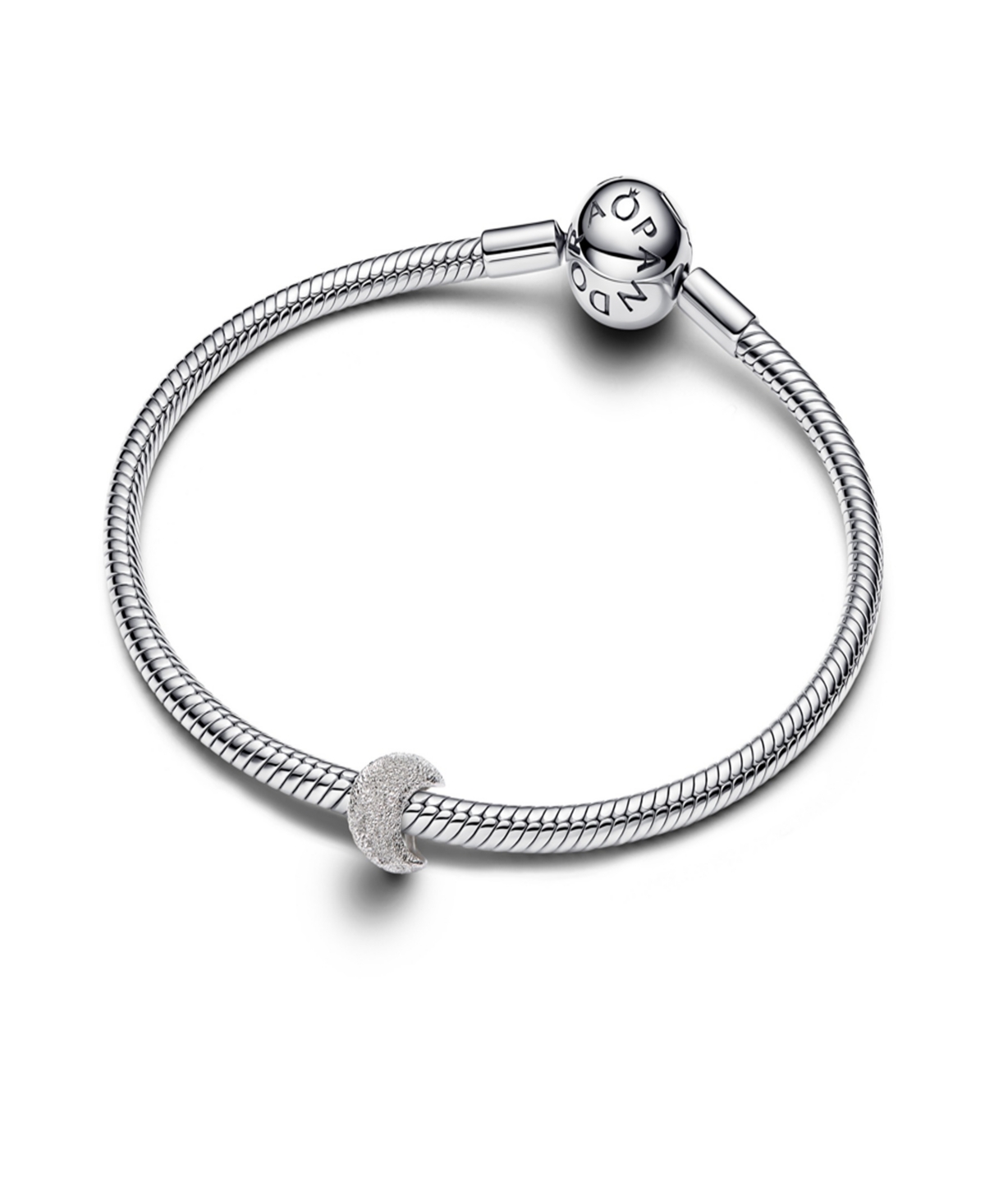 Pandora Silver Tone Textured Moon Mini Charms In Metallic