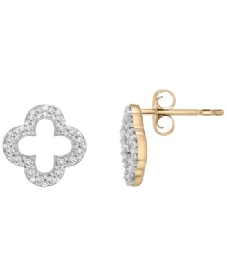 Diamond Flower Earrings (1/6 ct. t.w.) in 14k Yellow Gold