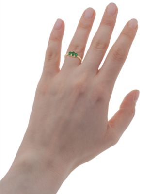 Three Oval Emerald (1/2 ct. t.w.) Ring in 14K Gold-Plated Over Sterling Silver