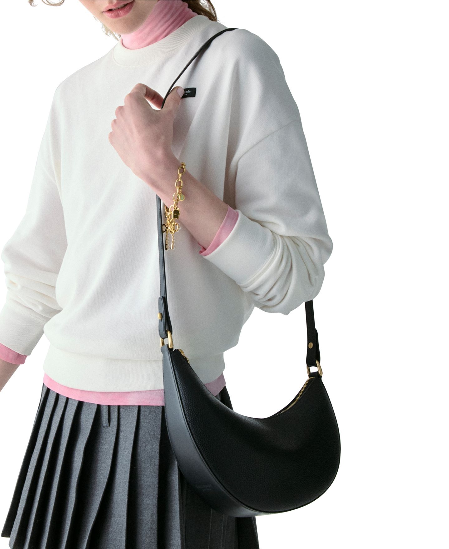 Женские сумки kate spade new york Duo Small Pebbled Leather Crossbody Handbag, цвет: Чёрный — фото 8