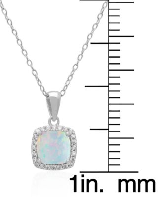2-Piece Set Lab Grown White Opal (2 ct. t.w.) Cushion Halo Pendant Necklace with Matching Earrings in Sterling Silver (also in Sapphire)