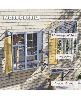 Catio Outdoor, Window Catio for 2-3 Cats, for Playing Sunbathing