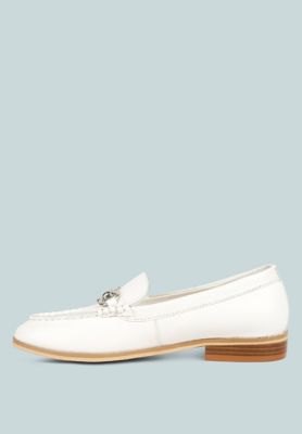 HOLDA Womens Horsebit Embellished Loafers With Stitch Detail