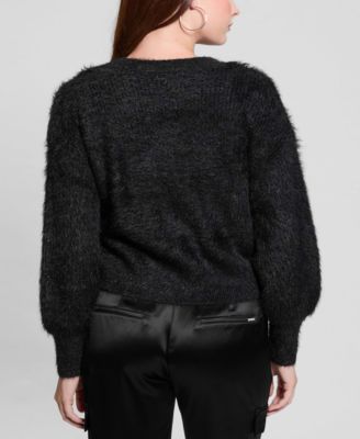 Women's Keyla Rhinestone-Button Cardigan Sweater