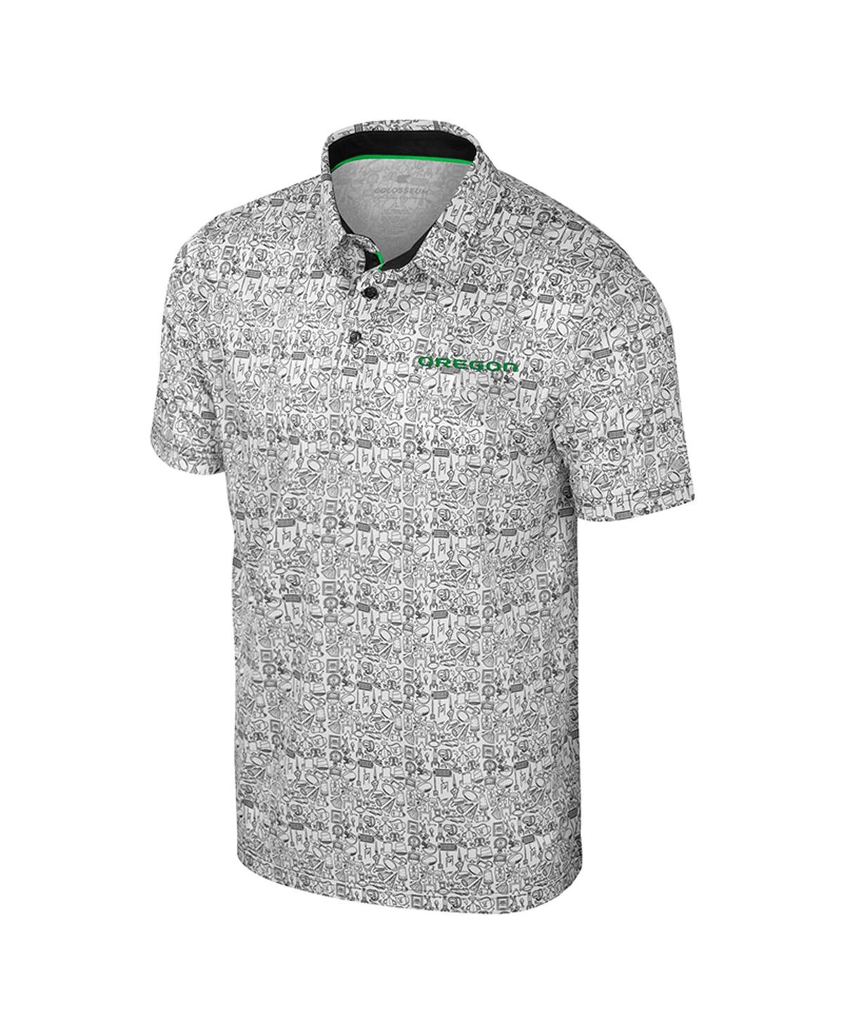 Colosseum Men's Green Oregon Ducks It's Time All Over Print Polo Shirt In Gray