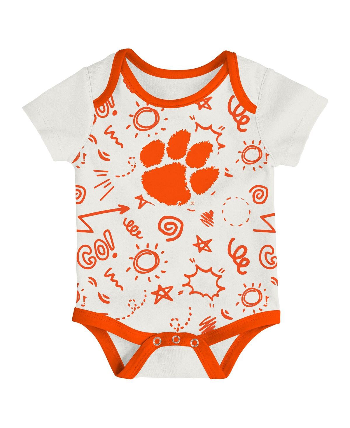 Outerstuff Baby Boys And Girls 3-pack Clemson Tigers All Day Play Bodysuit Set In Multi