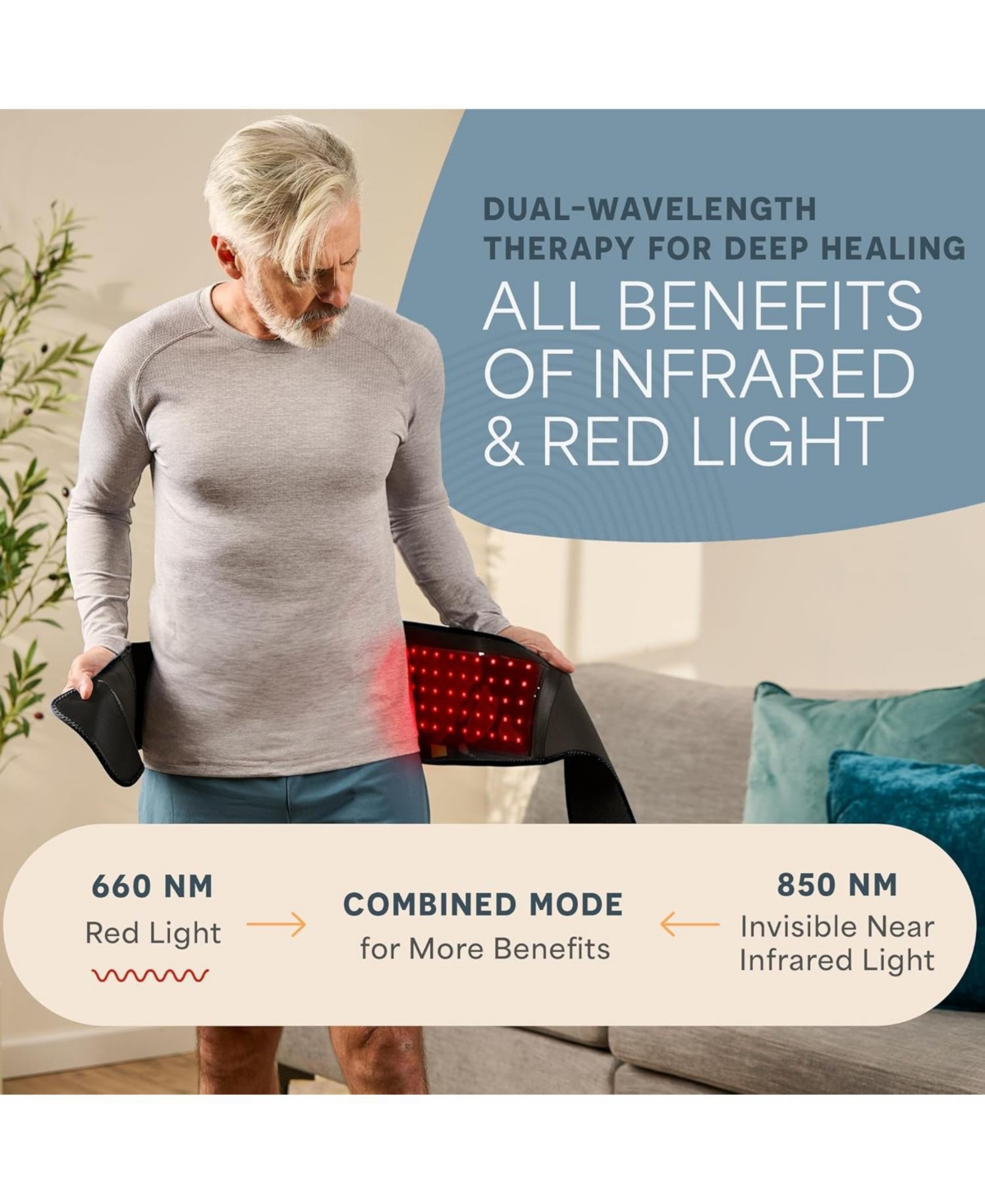 LifePro Infrared Red Light Therapy Belt – Adjustable Heating Pad with 660nm & 850nm Wavelengths for Back, Body & Shoulder Pain Relief –