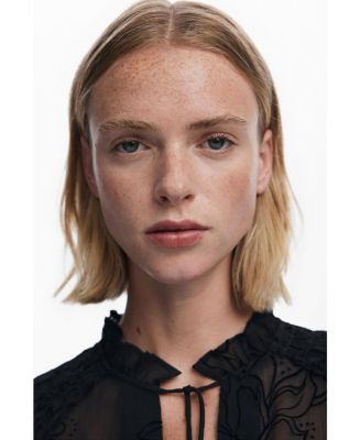 Women's Flocked sheer blouse