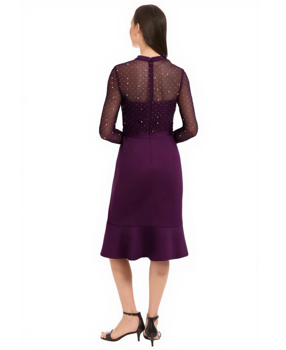 London Times Petite Mock Neck Midi Dress