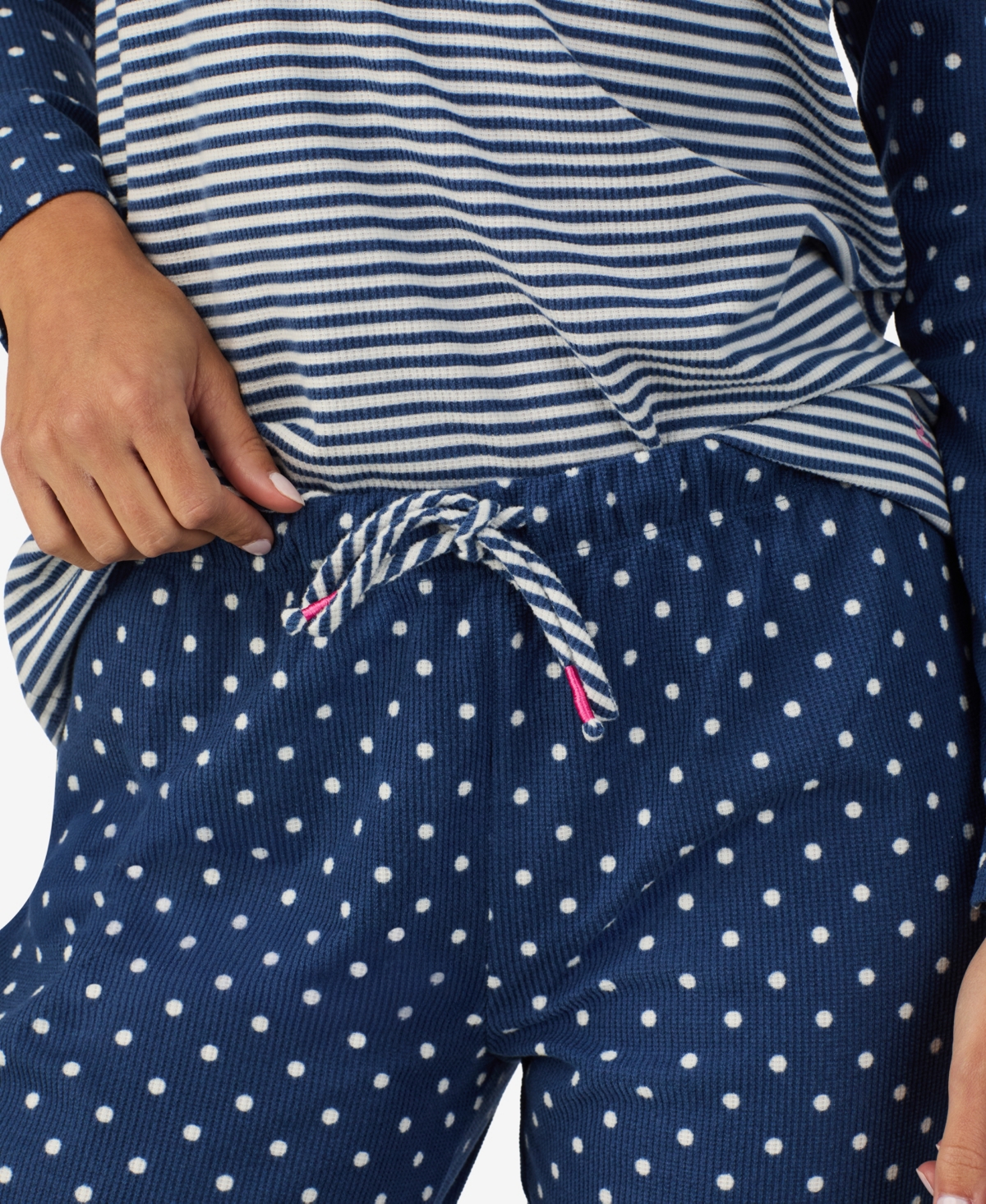 Cuddl Duds Women's 2-piece Brushed Waffle Long Sleeve Jogger Pajama Set In Blue