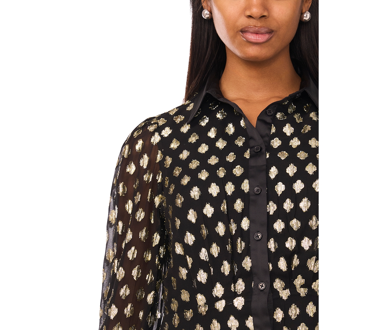 Msk Petite Collar Neck Long Sleeve Shirt Dress In Black