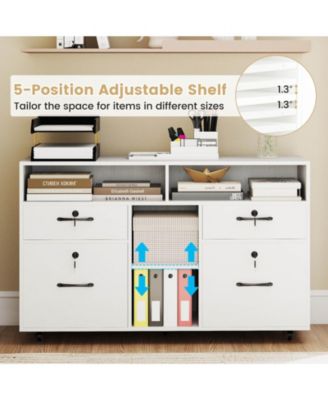 File Cabinet with Lock 4 Drawers Fits Files A4/Letter Size Adjustable Shelf