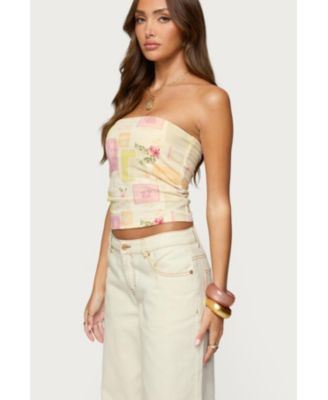 Womens Cicilla Vintage Mixed Print Tube Top