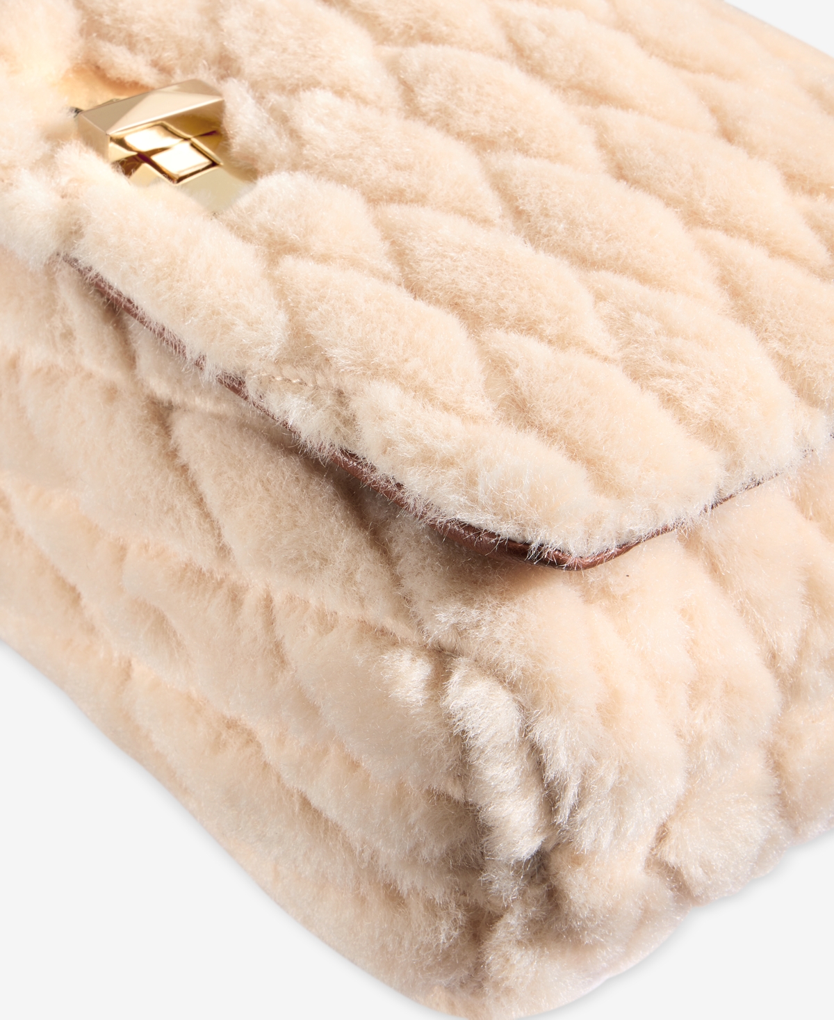 Inc International Concepts Soft Ajae Quilted Faux Fur Handbag, Macy's Exclusive In Nude