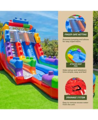 Block Party 19' Dual Lane Side Loader Water Slide with Pool, for Kids and Adults, Commercial Grade PVC Vinyl, Outdoor Backyard Fun, Blow Up Water Park, (Blower Included)