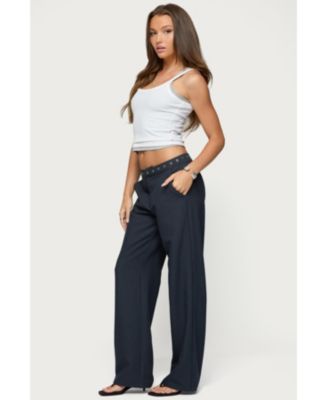 Womens Ayve Eyelet Waist Straight Leg Pants