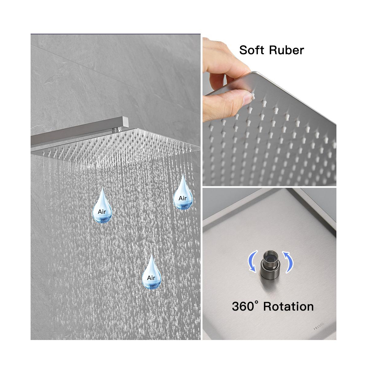 Greenspring 3-Spray Patterns With 2.5 Gpm 12 in. Showerhead Wall Mounted Dual Shower Heads Valve Brushed Nickel