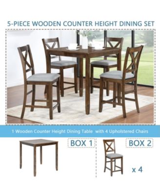 CASAINC 5-Pc. Square Counter-Height Dining Table Set with Chairs for Small Spaces