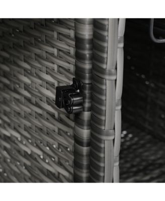 Wicker Outdoor Grill Cart with Extended Table Top and Storage Cabinet