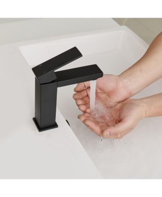 Single Hole Single-Handle Bathroom Faucet with drain in Matte Black