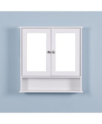 Wall Mounted Bathroom Cabinet with 2 Mirror Doors and Adjustable Shelf