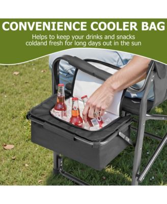 400lbs Extra Wide Folding Director s Chair with Cooler Bag & Side Table, Portable for Fishing, Patio, Tailgating