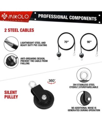 Fitness LAT and Lift Pulley System, Dual Cable Machine(70'' and 90'') with Upgraded Loading Pin for Triceps Pull Down, Biceps Curl, Back, Forearm, Shoulder-Home Gym Equipment