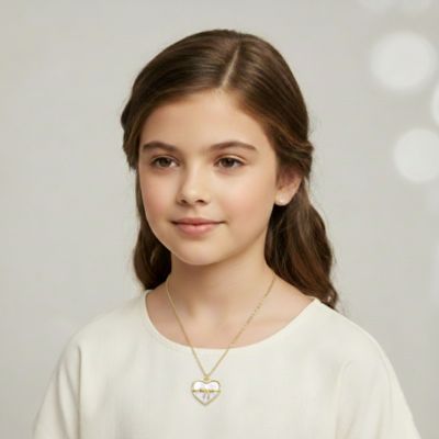 Dainty 14K Gold Plated Whimsical Heart Bow Charm Pendant Necklace