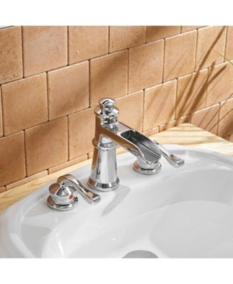 8-Inch Waterfall Widespread 2-Handle Bathroom Faucet with Drain Assembly