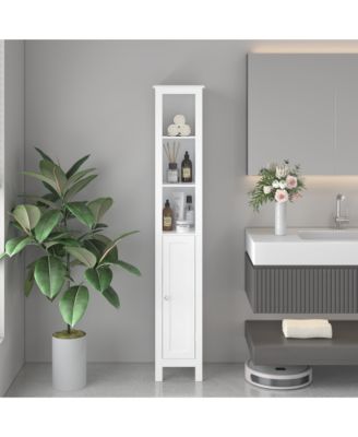66.92 in Slim Tall Bathroom Cabinet with Adjustable Shelves and 1 Door