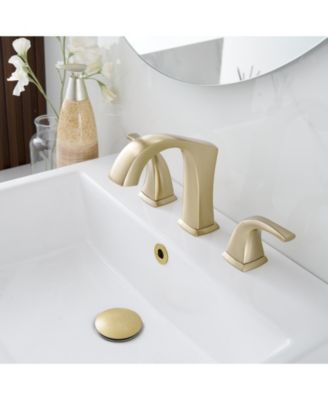 8 in. Widespread Double Handle Black Bathroom Faucet Set 3-Holes Vanity Sink With Metal Drain In Brushed Gold