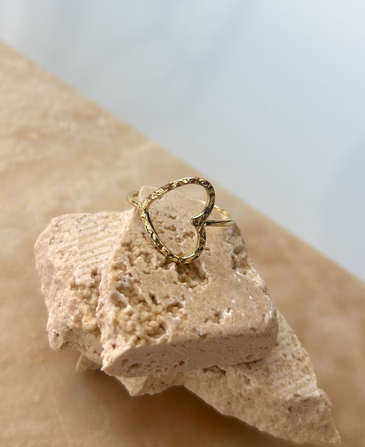 Adornia Gold Hammered Open Heart Ring In Gold