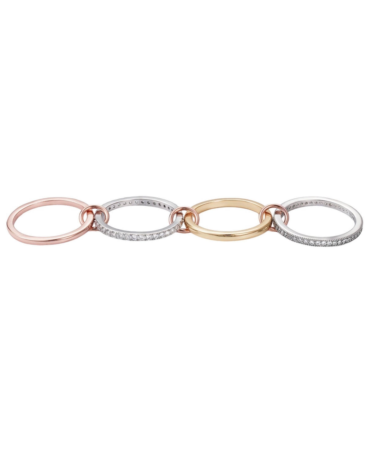 Adornia Mixed Metal Cubic Zirconia Connected 4-piece Stack Ring In Gold