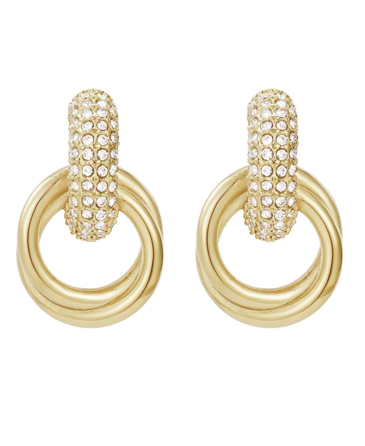 Adornia Tarnish Resistant 14k Gold Plated Crystal Doorknocker Earrings In Gold