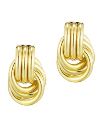 Gold Plated Doorknocker Stud Earrings