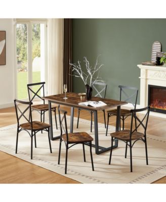7 Piece Dining Table Set with Chairs for Kitchen, Breakfast Nook or Living Room
